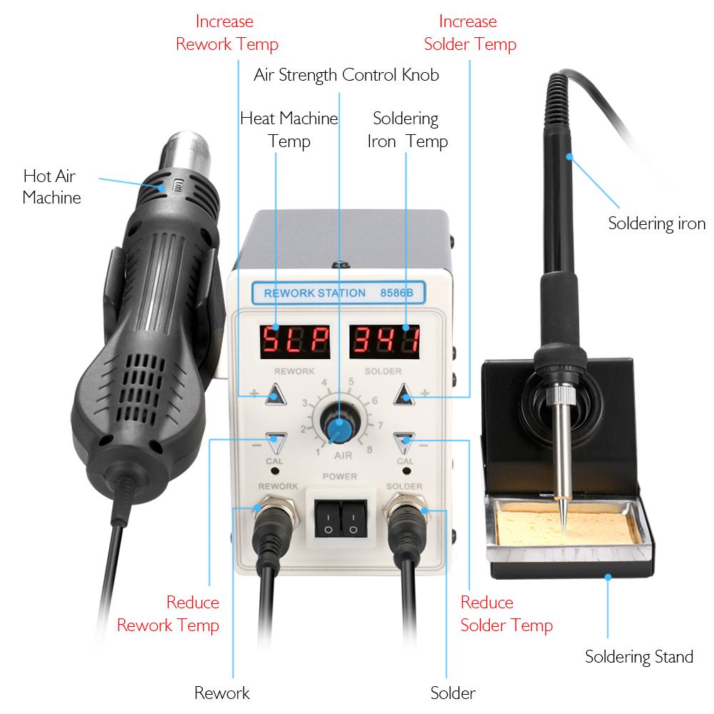 Паяльная станция APD-8586B 750 – обзор и цена 2 In 1 Soldering Rework Station 750W